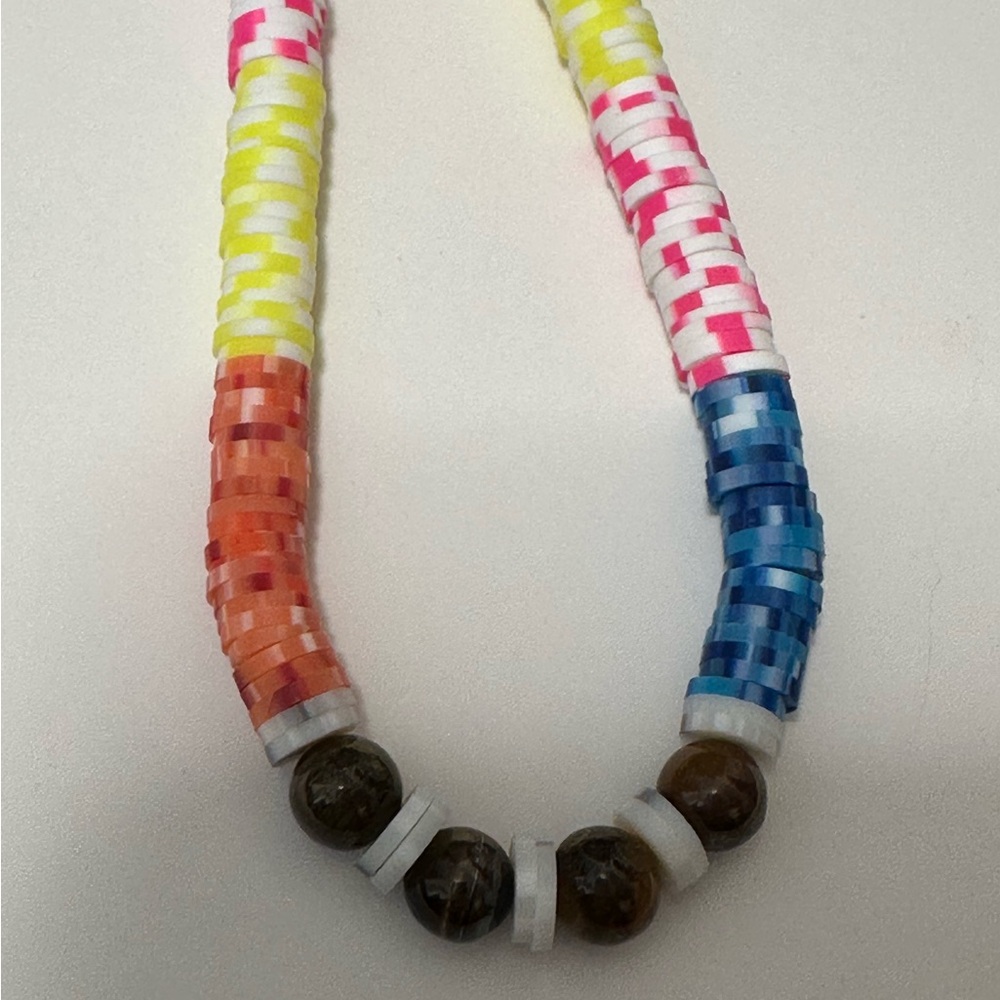 Lele Sadoughi Multicolor Neon Yellow Pink Orange Blue Beaded Necklace